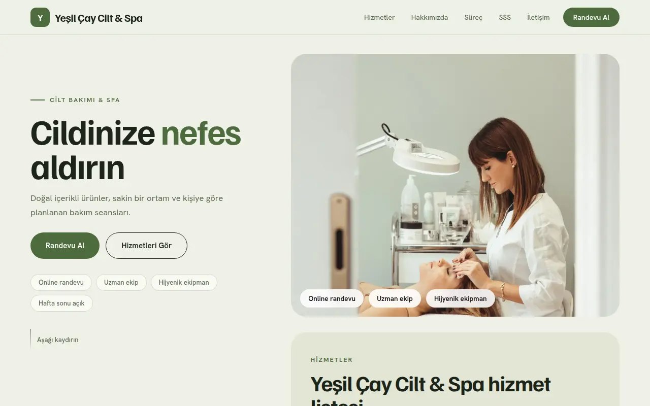 Kadın Kuaförü Web Sitesi — Yeşil Çay Cilt & Spa